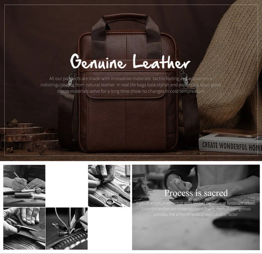 Men’s Genuine Leather Crossbody Bag, Business Travel Messenger