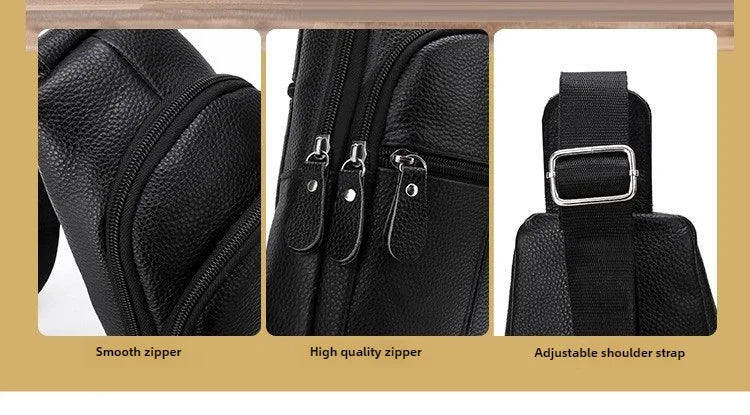 Men’s Genuine Leather Chest Pack, Large Capacity Crossbody Bag
