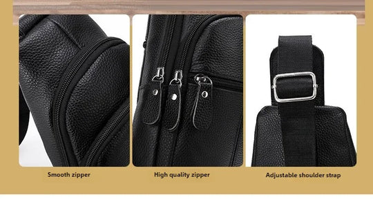Men’s Genuine Leather Chest Pack, Large Capacity Crossbody Bag