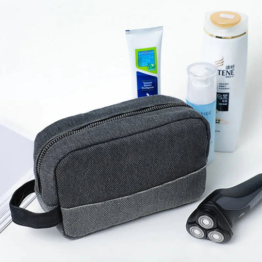 Travel-friendly waterproof canvas grooming pouch