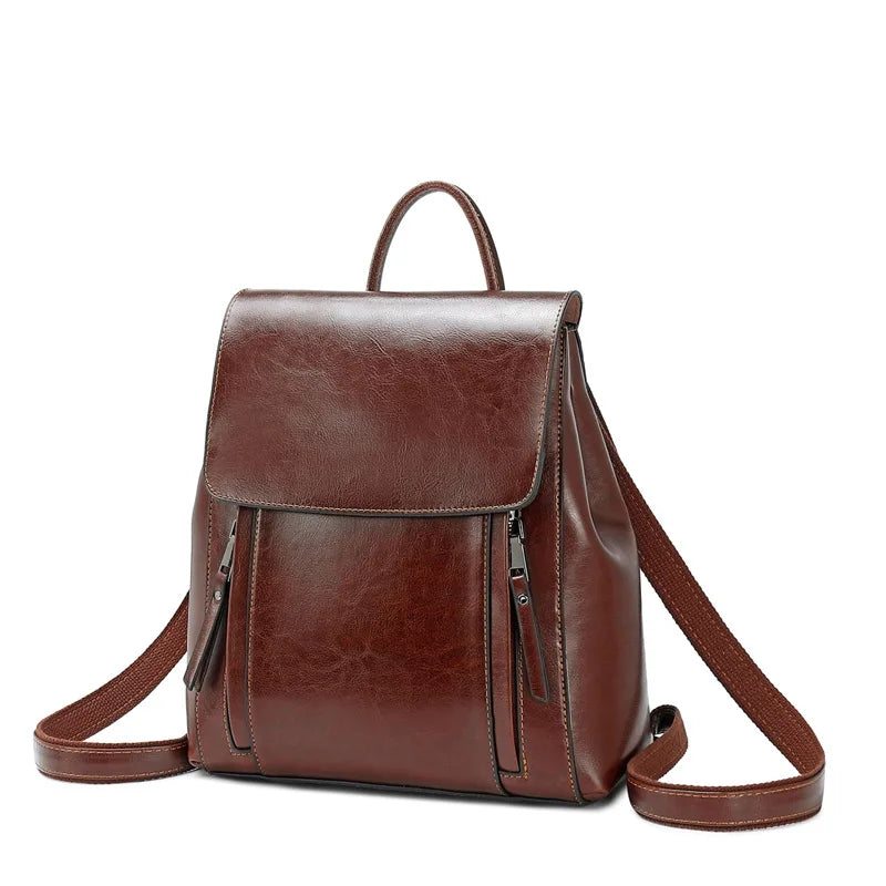 Women’s Genuine Leather Backpack, Crossbody School Laptop Bag