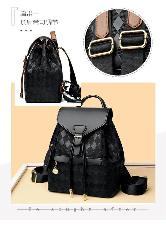 Women’s PU Leather Backpack, Large Capacity Casual Travel Bag