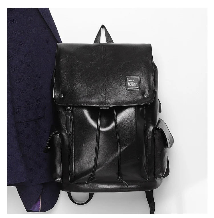 Luxury Leather Men’s Backpack, Business Laptop Travel Daypack