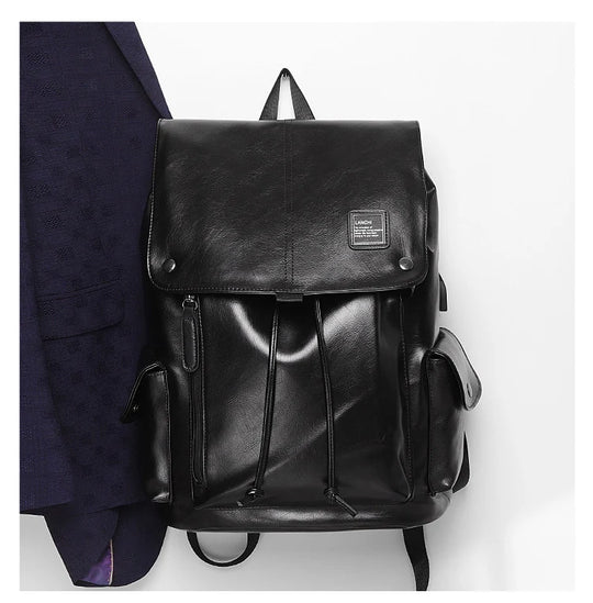 Luxury Leather Men’s Backpack, Business Laptop Travel Daypack
