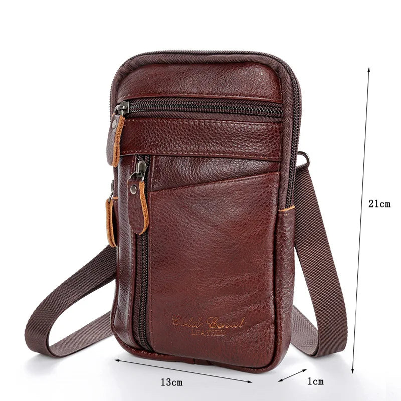 Men’s Genuine Leather Waist Bag, Crossbody Fanny Pack