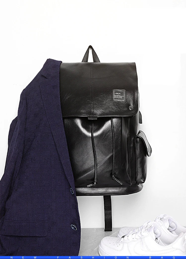 Luxury Leather Men’s Backpack, Business Laptop Travel Daypack