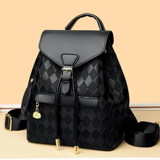 Women’s PU Leather Backpack, Large Capacity Casual Travel Bag