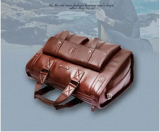 Luxury Leather Men's Briefcase, Business Laptop Bag 14–15.6" Messenger