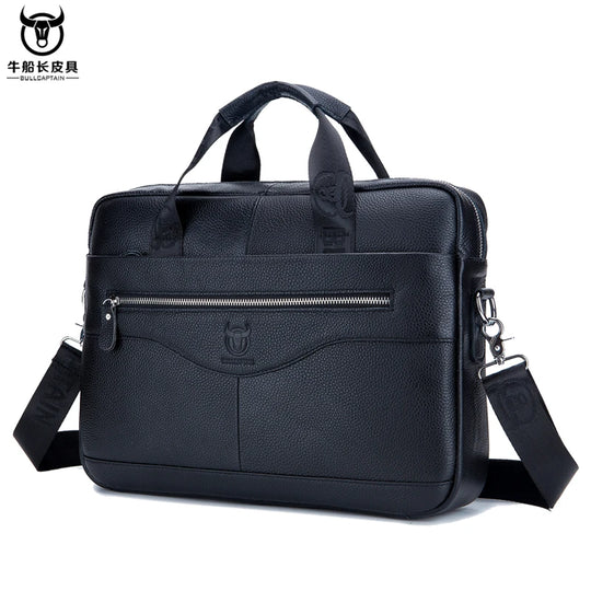 Men’s Genuine Leather Briefcase, 14" Laptop Business Messenger Bag