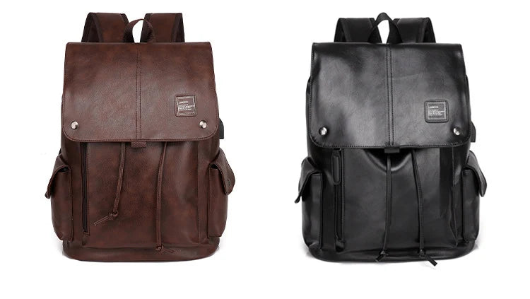 Luxury Leather Men’s Backpack, Business Laptop Travel Daypack
