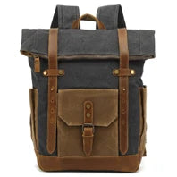 Vintage Crazy Horse Leather Backpack for Men, Large Hiking Bag
