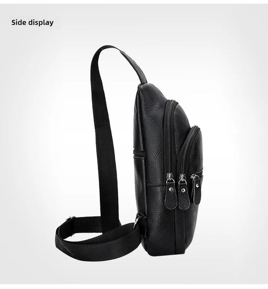 Men’s Genuine Leather Chest Pack, Large Capacity Crossbody Bag
