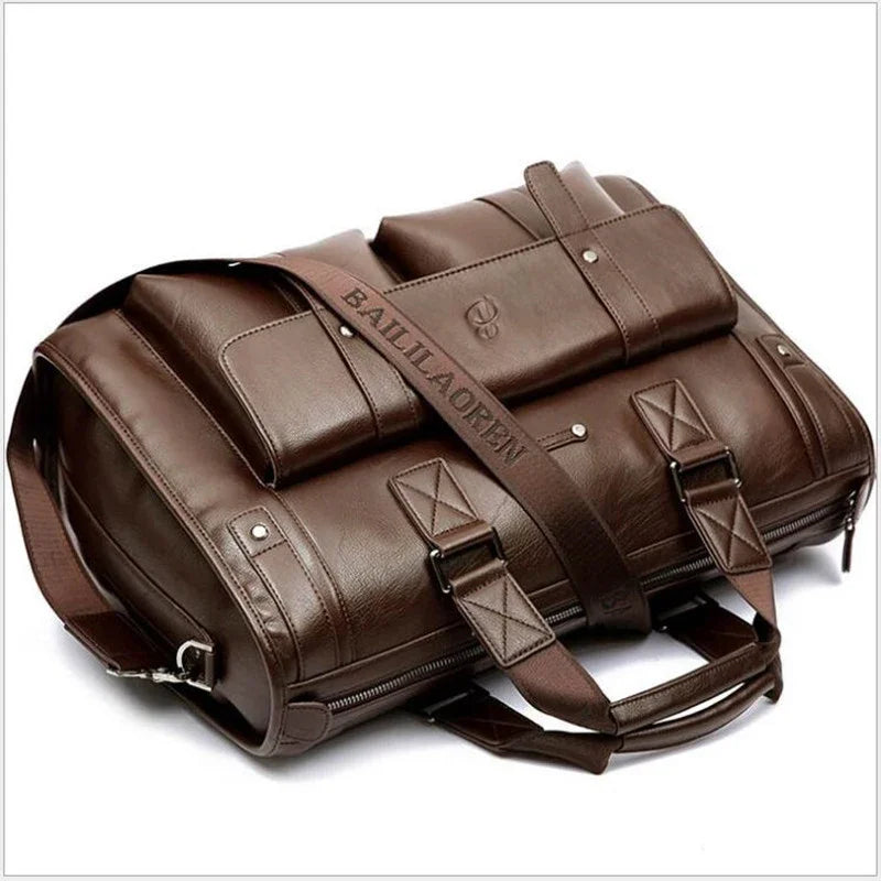 Luxury Leather Men's Briefcase, Business Laptop Bag 14–15.6" Messenger