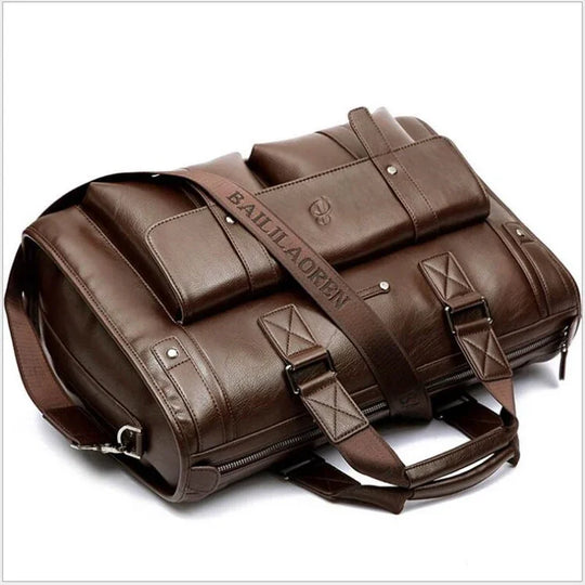 Luxury Leather Men's Briefcase, Business Laptop Bag 14–15.6" Messenger
