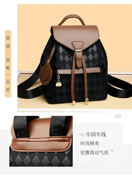 Women’s PU Leather Backpack, Large Capacity Casual Travel Bag