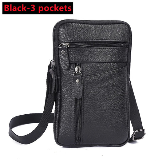 Men’s Genuine Leather Phone Bag, Mini Waist Crossbody Pouch