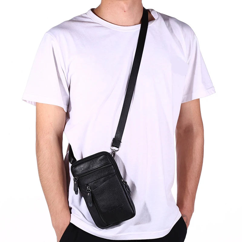 Men’s Genuine Leather Waist Bag, Crossbody Fanny Pack