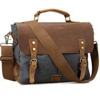 Genuine Crazy Horse Leather Men's Briefcase, 17" Laptop Business Bag