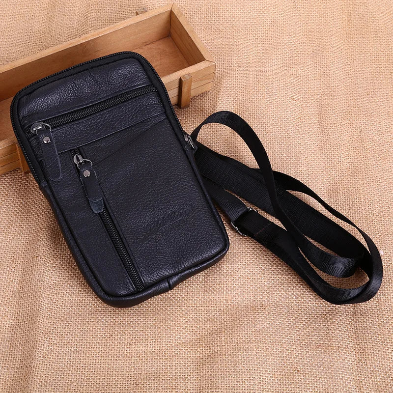 Men’s Genuine Leather Waist Bag, Crossbody Fanny Pack