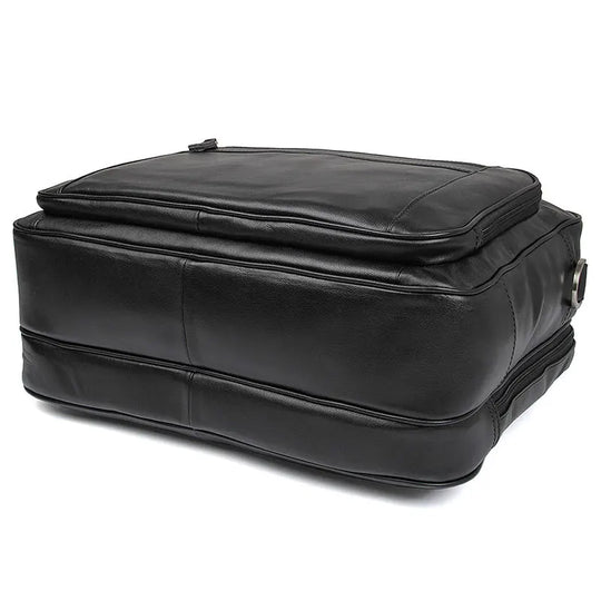 Genuine Crazy Horse Leather Men's Briefcase, 17" Laptop Business Bag