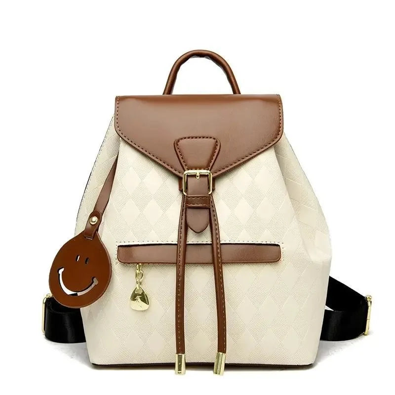 Women’s PU Leather Backpack, Large Capacity Casual Travel Bag