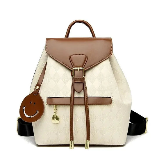 Women’s PU Leather Backpack, Large Capacity Casual Travel Bag