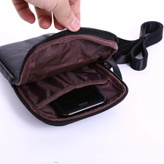 Men’s Genuine Leather Waist Bag, Crossbody Fanny Pack