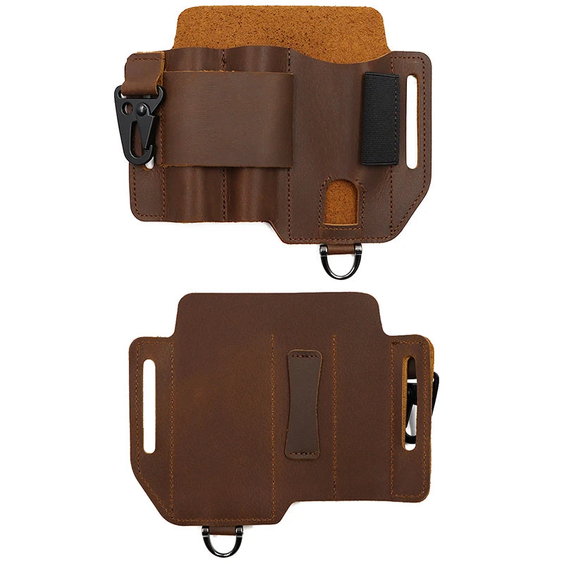 Genuine Leather Tactical Waist Pack, EDC Outdoor Tool Pouch