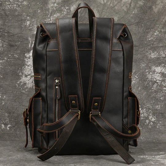 Men’s Genuine Leather Backpack, 17" Laptop Large Travel Bag