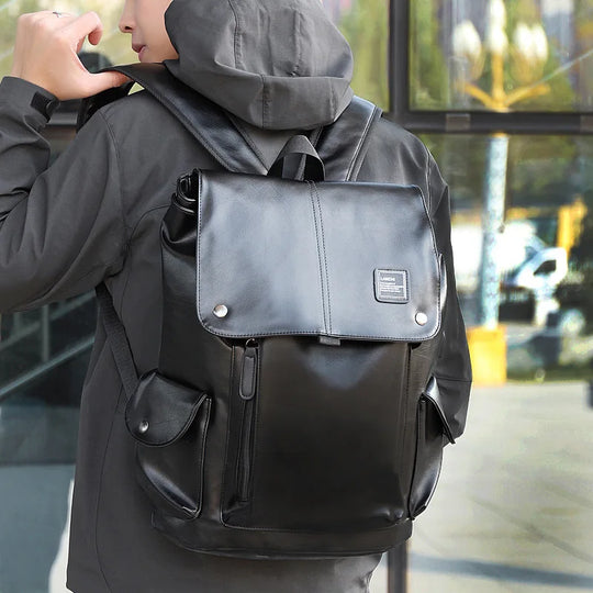 Luxury Leather Men’s Backpack, Business Laptop Travel Daypack