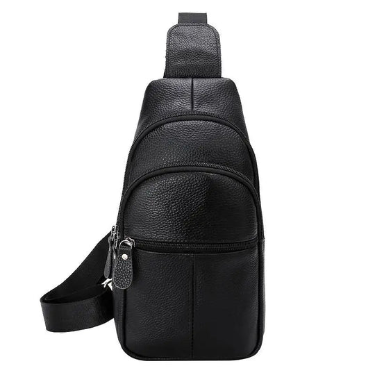 Men’s Genuine Leather Chest Pack, Large Capacity Crossbody Bag