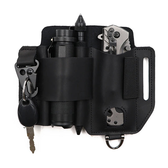 Genuine Leather Tactical Waist Pack, EDC Outdoor Tool Pouch