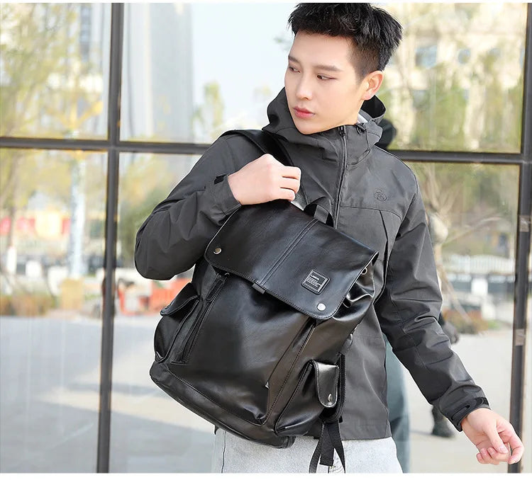 Luxury Leather Men’s Backpack, Business Laptop Travel Daypack