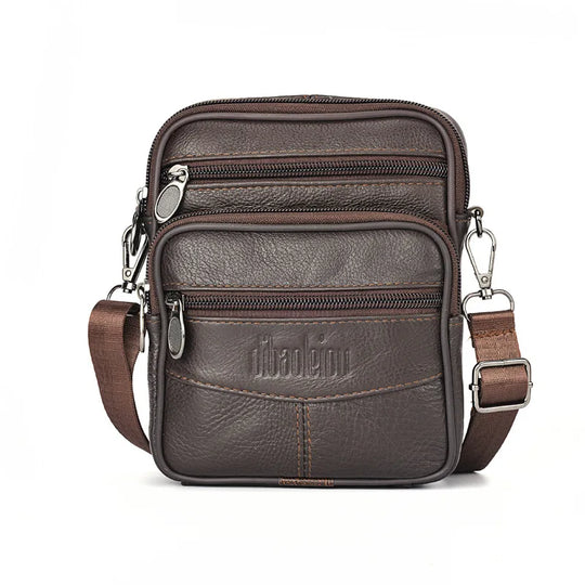 Men’s Leather Crossbody Bag, Vertical Multifunctional Messenger