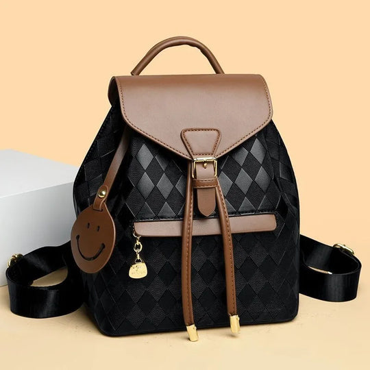 Women’s PU Leather Backpack, Large Capacity Casual Travel Bag