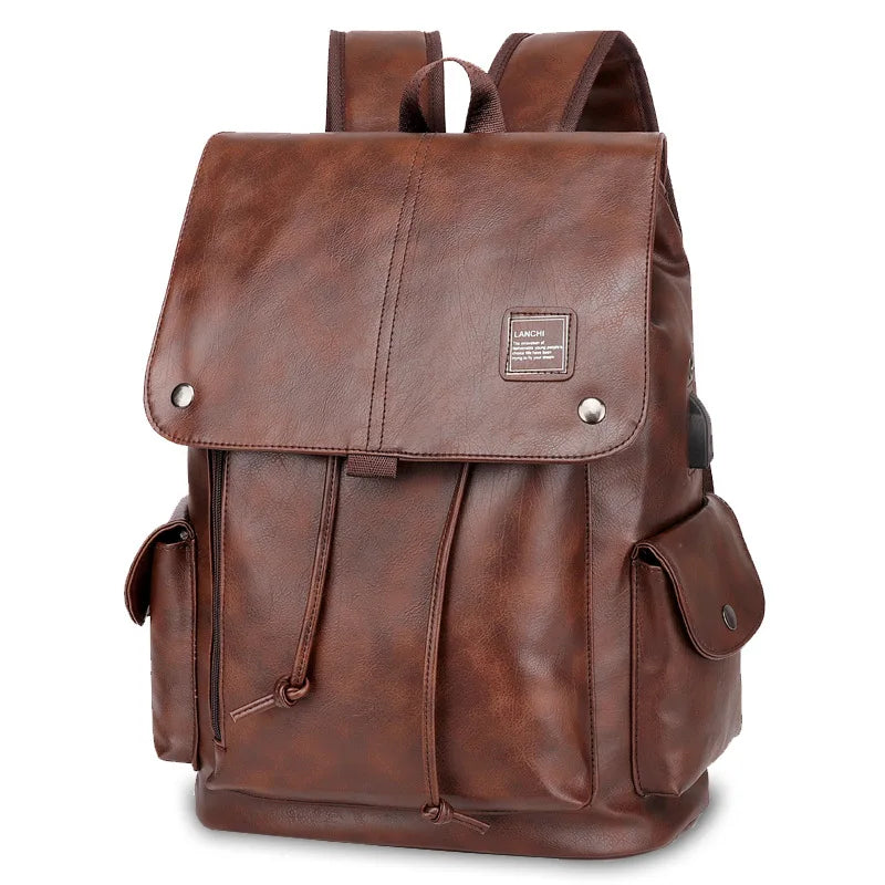 Luxury Leather Men’s Backpack, Business Laptop Travel Daypack