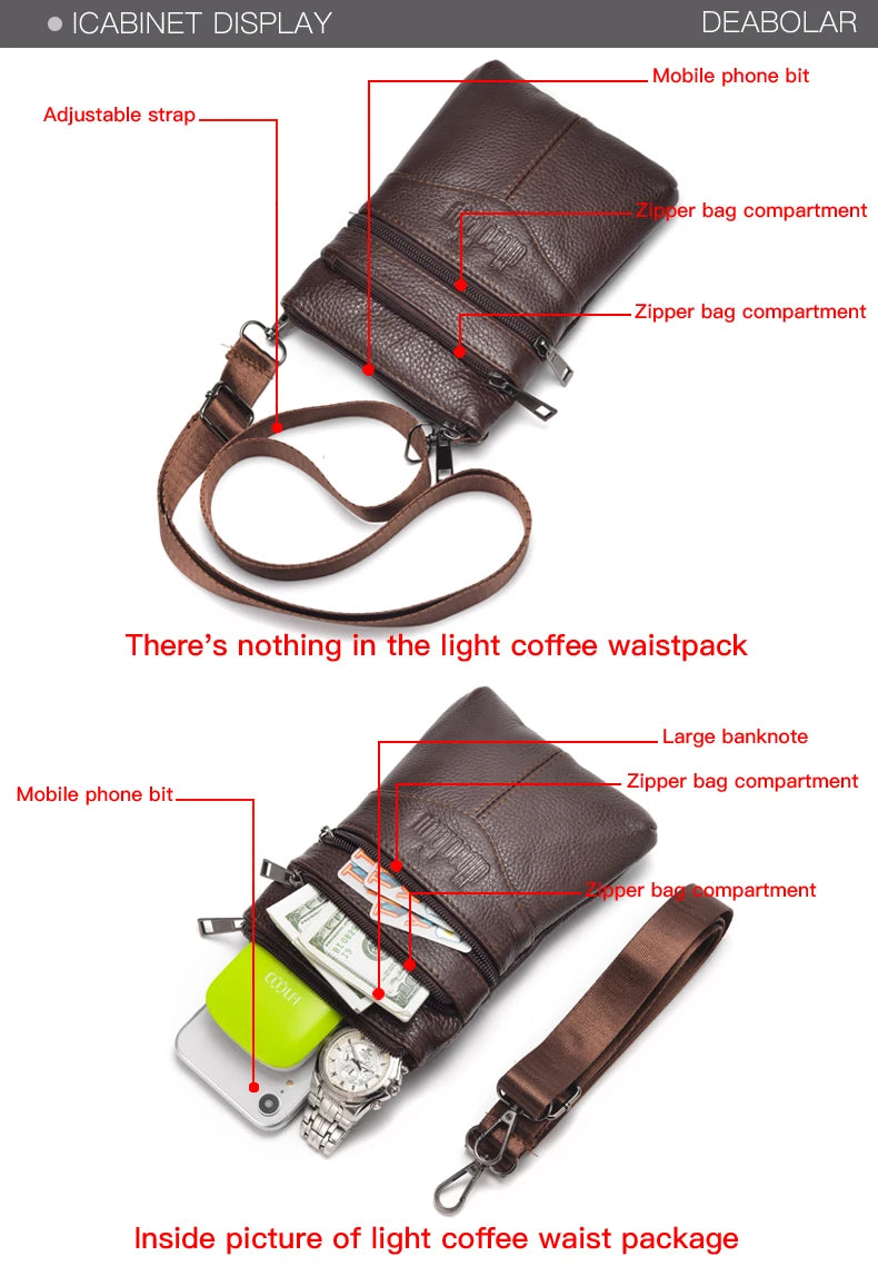 Men’s Genuine Leather Crossbody Bag, Business Messenger