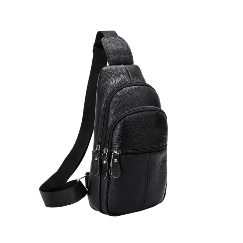Men’s Genuine Leather Chest Pack, Large Capacity Crossbody Bag