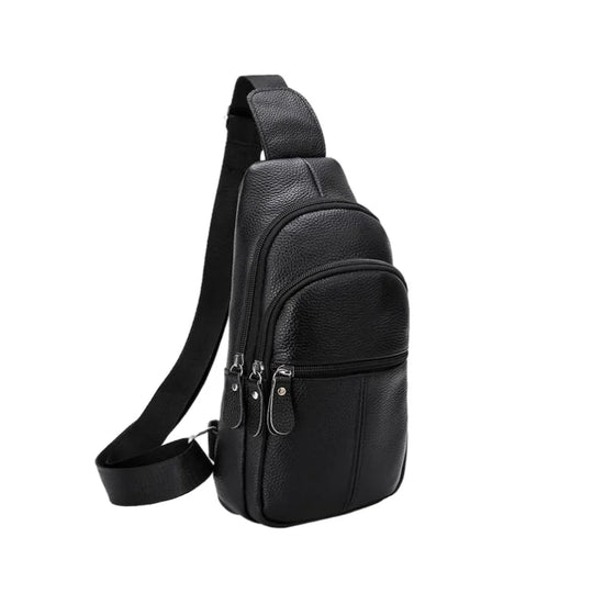 Men’s Genuine Leather Chest Pack, Large Capacity Crossbody Bag