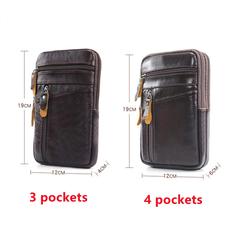 Men’s Genuine Leather Waist Bag, Phone Pouch Crossbody Pack