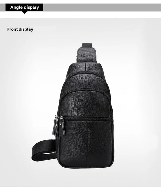 Men’s Genuine Leather Chest Pack, Large Capacity Crossbody Bag