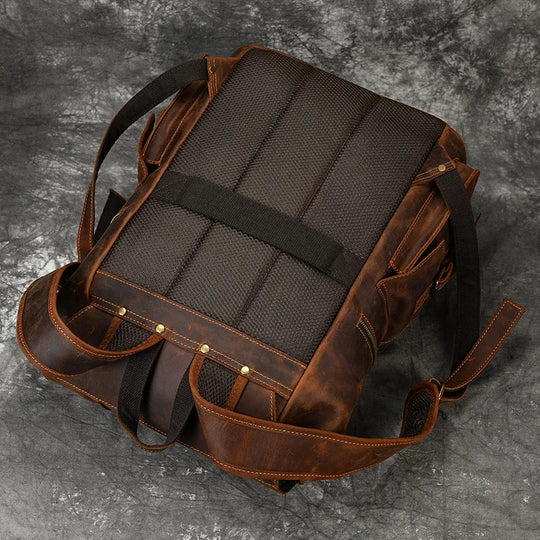Men’s Genuine Leather Backpack, 17" Laptop Large Travel Bag