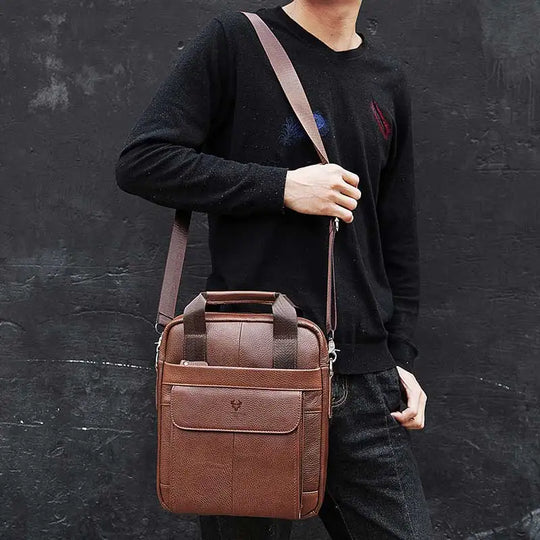 Men’s Genuine Leather Crossbody Bag, Business Travel Messenger