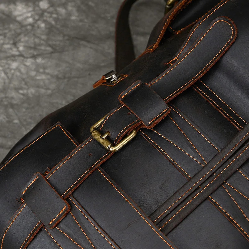 Men’s Genuine Leather Backpack, 17" Laptop Large Travel Bag