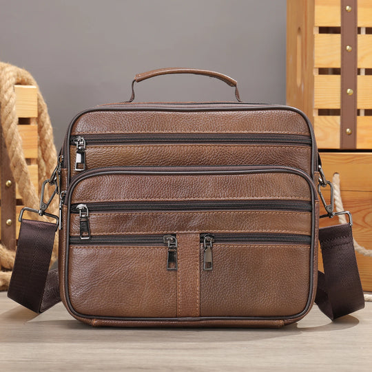 Men’s Genuine Cowhide Leather Shoulder Bag, Business Messenger
