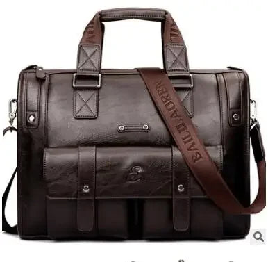 Luxury Leather Men's Briefcase, Business Laptop Bag 14–15.6" Messenger