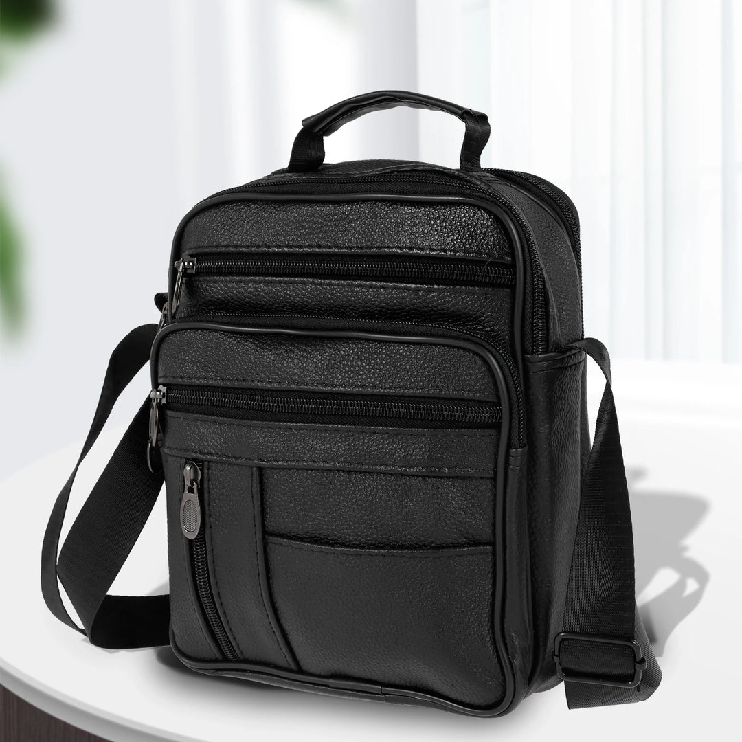 Men’s Leather Crossbody Chest Bag, Small Shoulder Daypack