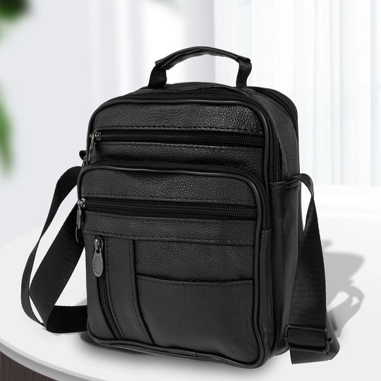 Men’s Leather Crossbody Chest Bag, Small Shoulder Daypack