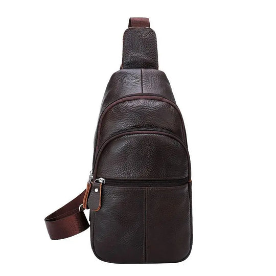 Men’s Genuine Leather Chest Pack, Large Capacity Crossbody Bag