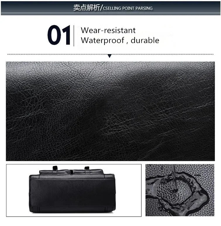 Luxury Leather Men's Briefcase, Business Laptop Bag 14–15.6" Messenger